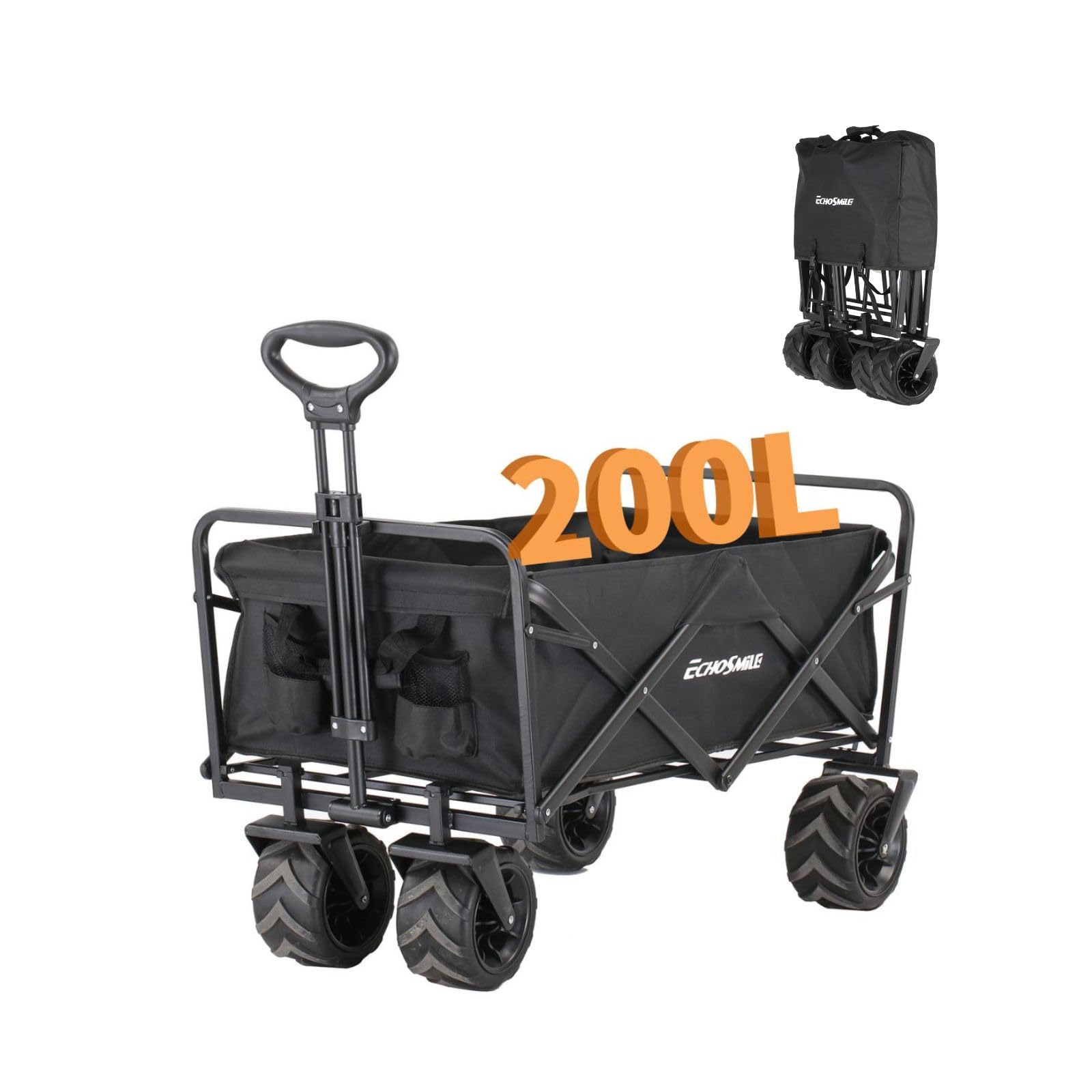 EchoSmile キャリーワゴン 【10CM極太タイヤ 】アウトドアワゴン 大容量200L 耐荷重160kg キャリーカート 折り畳み キャンプ カート ワゴン ワンタッチ収束型 コンパクト収納 レジャー/BBQ/釣り/運動会用 (オレンジ, 中) Amazon.co.jp: EchoSmile キャリーワゴン キャリーカート キャンプ 大